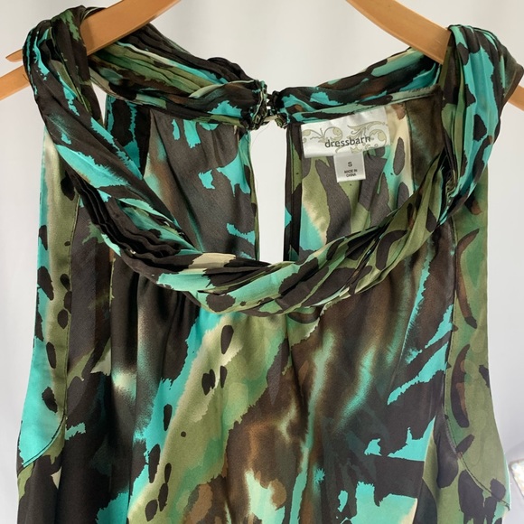 Abstract Brown Turquoise Animal Print Halter Top Dress Barn Blouse Size S - Picture 7 of 15